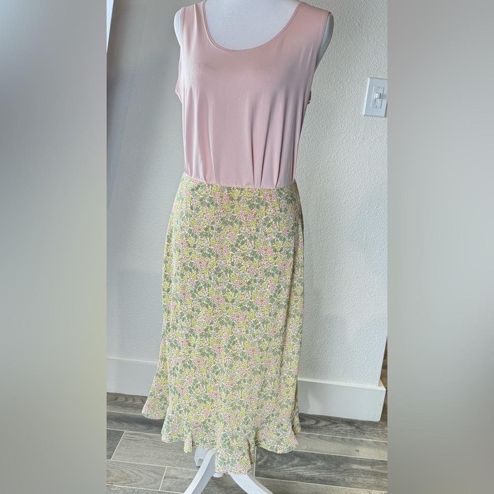 Wild Fable Floral A-Line Skirt - Green and Pink